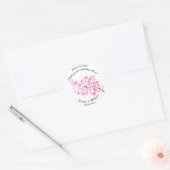 Cherry Blossom Roze Bloemen Waterverf Bruiloft Ronde Sticker (Envelop)
