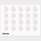Cherry Blossom Roze Bloemen Waterverf Bruiloft Ronde Sticker (Vel)