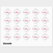 Cherry Blossom Roze Bloemen Waterverf Bruiloft Ronde Sticker (Vel)