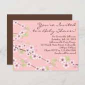 Cherry Blossom Roze & Bruin Baby shower Kaart (Voorkant / Achterkant)