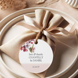 Cherry Blossom Roze en Witte Huwelijksgunst Labels