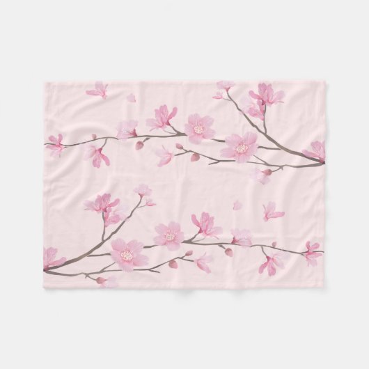 Cherry Blossom - Roze Fleece Deken (Voorkant (Horizontaal))