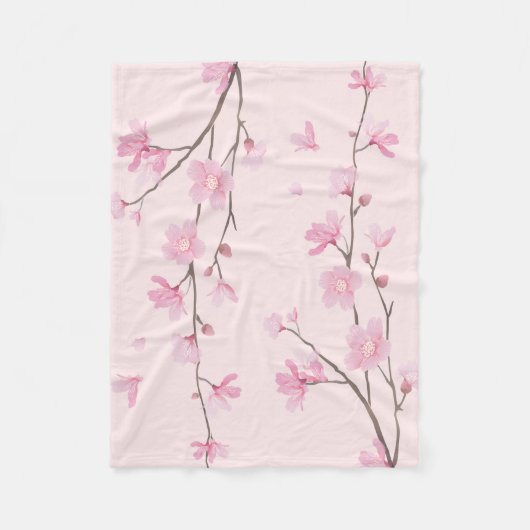 Cherry Blossom - Roze Fleece Deken (Voorkant)