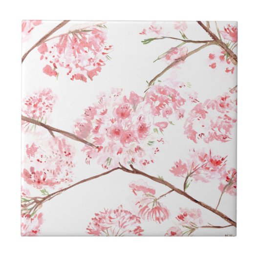 Cherry blossom roze floral elegant  tegeltje (Voorkant)