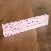 Cherry Blossom roze Glitter Hair and Makeup Naambordje (Zijkant)