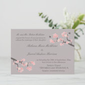 Cherry Blossom roze/grijs landschap Invite Kaart (Staand voorkant)