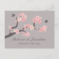 Cherry Blossom roze/grijs RSVP briefkaart