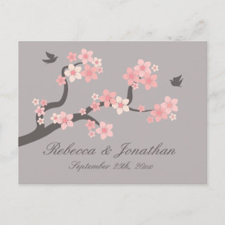 Cherry Blossom roze/grijs RSVP briefkaart