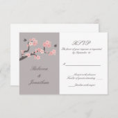 Cherry Blossom roze/grijze RSVP (Voorkant / Achterkant)