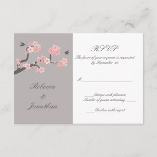 Cherry Blossom roze/grijze RSVP Kaartje