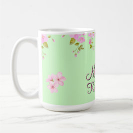 Cherry Blossom  Roze & Groen Custom Koffiemok