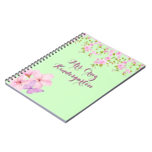 Cherry Blossom Roze & Groen Custom Notitieboek (Linkerzijde)