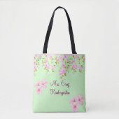 Cherry Blossom  Roze & Groen Custom Tote Bag (Voorkant)
