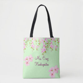 Cherry Blossom  Roze & Groen Custom Tote Bag