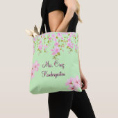 Cherry Blossom  Roze & Groen Custom Tote Bag (Dichtbij)