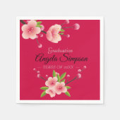Cherry Blossom Roze groene bloem Graduation Party Servet (Voorkant)