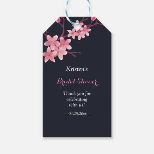Cherry Blossom Roze marine Bloemen Vrijgezellenfee Cadeaulabel (Voorkant)