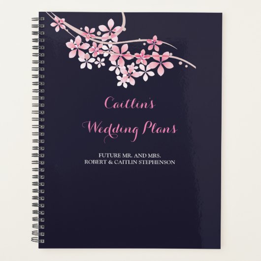 Cherry Blossom Roze marine bloemenplanner Bruiloft Planner (Voorkant)