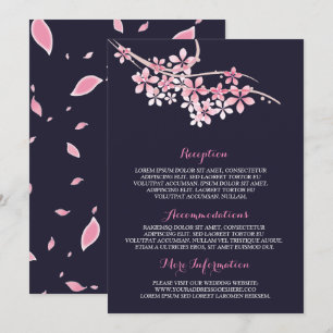 Cherry Blossom Roze Marine Trouwinformatie Gast Kaart