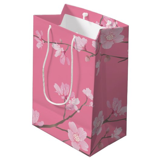 Cherry Blossom - Roze Medium Gift Bag Cadeauzakje (Achterkant Gekanteld)