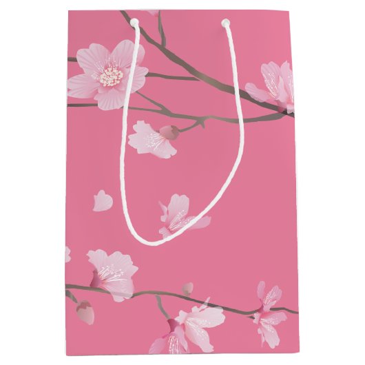 Cherry Blossom - Roze Medium Gift Bag Medium Cadeauzakje (Voorkant)