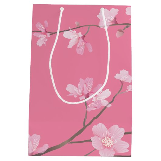 Cherry Blossom - Roze Medium Gift Bag Medium Cadeauzakje (Achterkant)