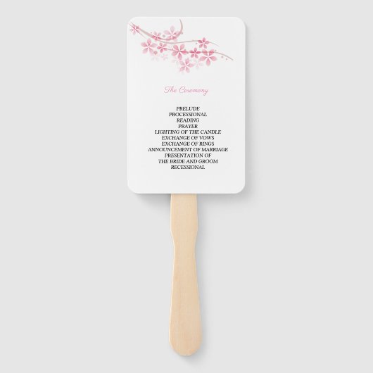 Cherry Blossom Roze Navy Flora Trouwprogramma Handwaaier (Achterkant)
