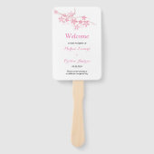 Cherry Blossom Roze Navy Flora Trouwprogramma Handwaaier (Voorkant)