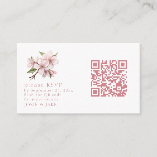 Cherry Blossom roze QR Code rsvp Behuizing Kaart (Voorkant)
