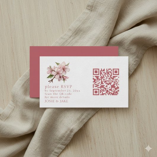 Cherry Blossom roze QR Code rsvp Behuizing Kaart