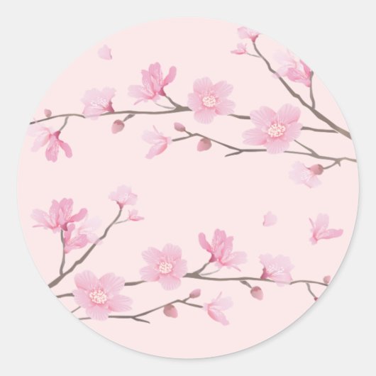 Cherry Blossom - Roze Ronde Sticker (Voorkant)