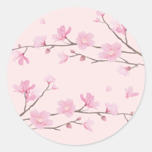 Cherry Blossom - Roze Ronde Sticker