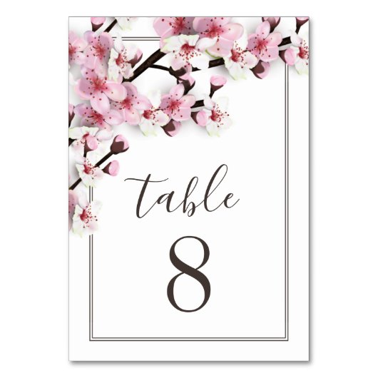 Cherry Blossom Roze Trouwtafel Aantal Kaarten (Achterkant)