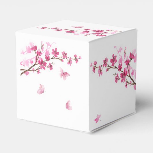 Cherry Blossom Roze Vlinder Dank u Bedankdoosjes (Achterkant)