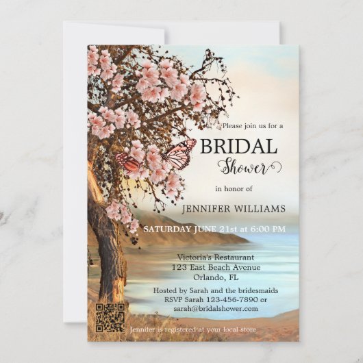 Cherry Blossom Roze Vlinder Vrijgezellenfeest Kaart (Voorkant)