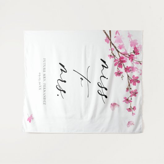 Cherry Blossom Roze Vlinder Vrijgezellenfeest Wandkleed (Voorkant (horizontaal))