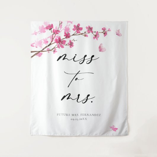 Cherry Blossom Roze Vlinder Vrijgezellenfeest Wandkleed (Voorkant)