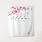 Cherry Blossom Roze Vlinder Vrijgezellenfeest Wandkleed (Voorkant)