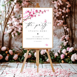 Cherry Blossom Roze Vlinder Welkomstbord Poster