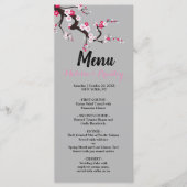 Cherry Blossom Roze Wit bloemenbruiloft Menu (Voorkant)