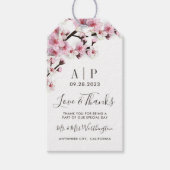 Cherry Blossom Roze Wit Bruiloft Favor Labels Cadeaulabel (Voorkant)