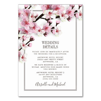 Cherry Blossom Roze Wit Bruiloft Inzetstuk Kaarten
