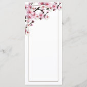 Cherry Blossom Roze Wit Bruiloft Menu Kaarten (Achterkant)