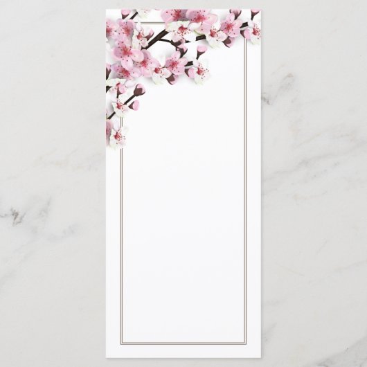 Cherry Blossom Roze Wit Bruiloft Menu Kaarten (Achterkant)