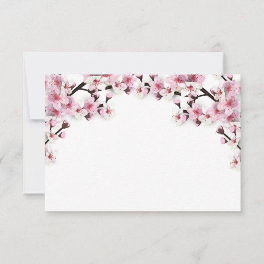Cherry Blossom Roze Wit Bruiloft RSVP Kaarten (Achterkant)