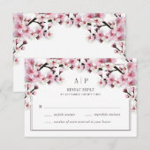 Cherry Blossom Roze Wit Bruiloft RSVP Kaarten (Voorkant / Achterkant)