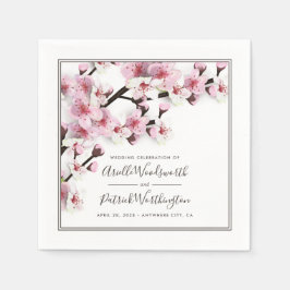 Cherry Blossom Roze Wit Elegant Bruiloft Servetten