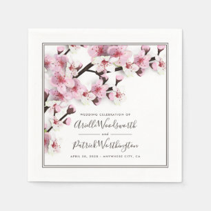 Cherry Blossom Roze Wit Elegant Bruiloft Servetten
