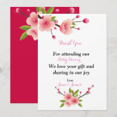 Cherry Blossom Roze Wit groen bloemendank u Bedankkaart (Voorkant / Achterkant)