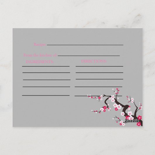 Cherry Blossom Roze Wit Vrijgezellenfeest Recept Briefkaart (Achterkant)